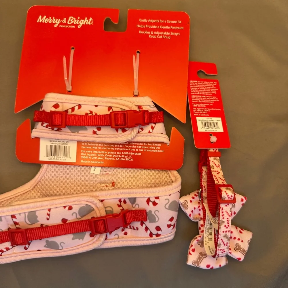 Holiday Cat Harness, Leash, Collar Matching Set Christmas XS NWT Kitty Set - Picture 5 of 5